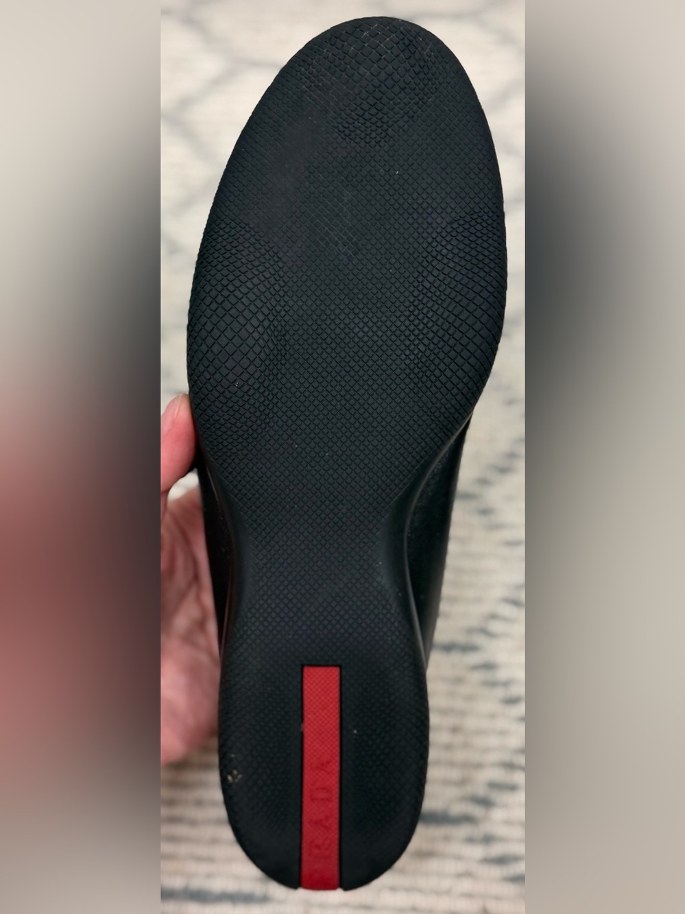 Archival PRADA SPORT Y2K Black Leather Mary Jane Flats Linea Rossa Red Stripe 37 - Picture 12 of 16